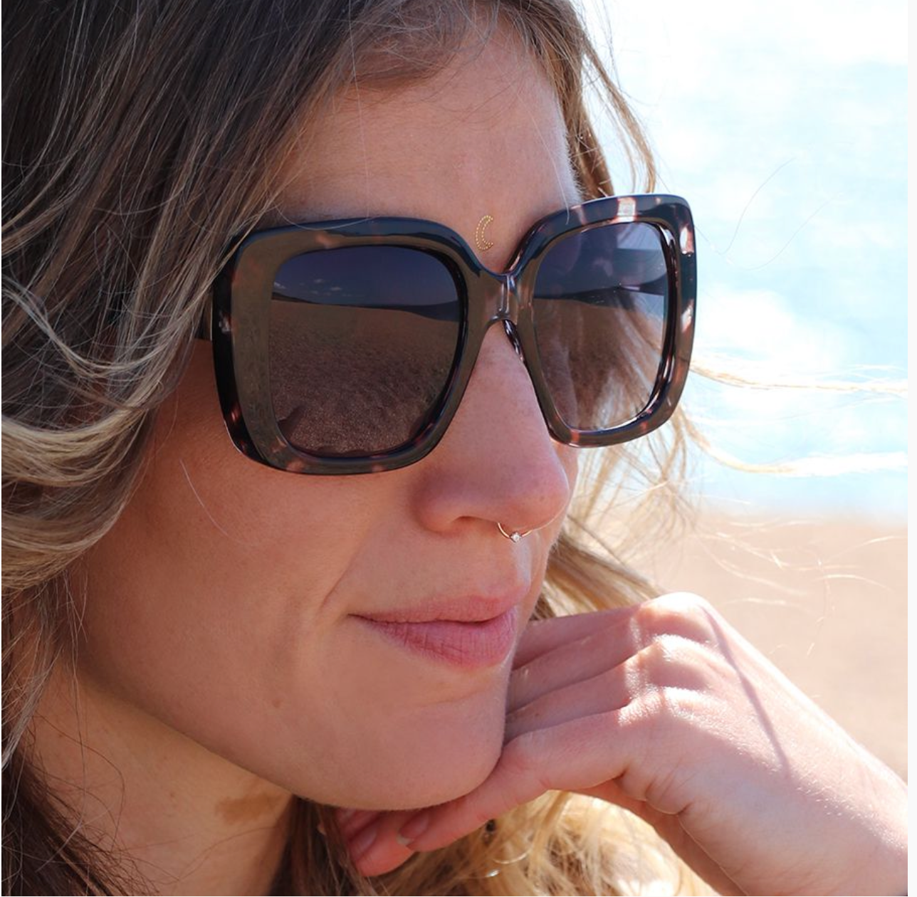 Recycled oversize square frame sunglasses