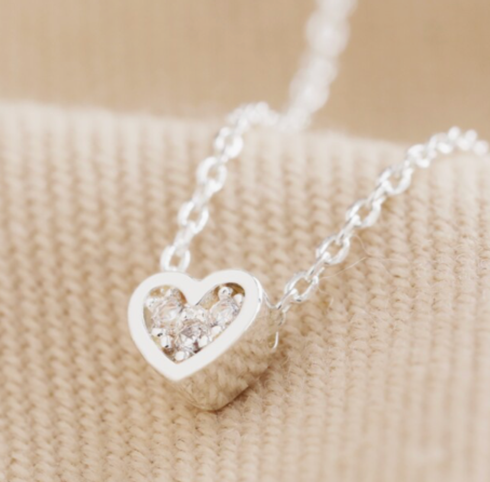 Tiny Crystal Heart Pendant Necklace