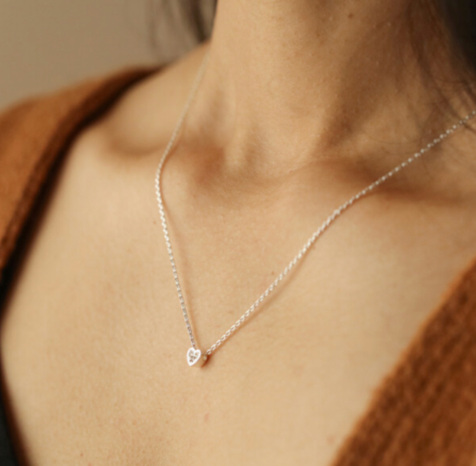 Tiny Crystal Heart Pendant Necklace