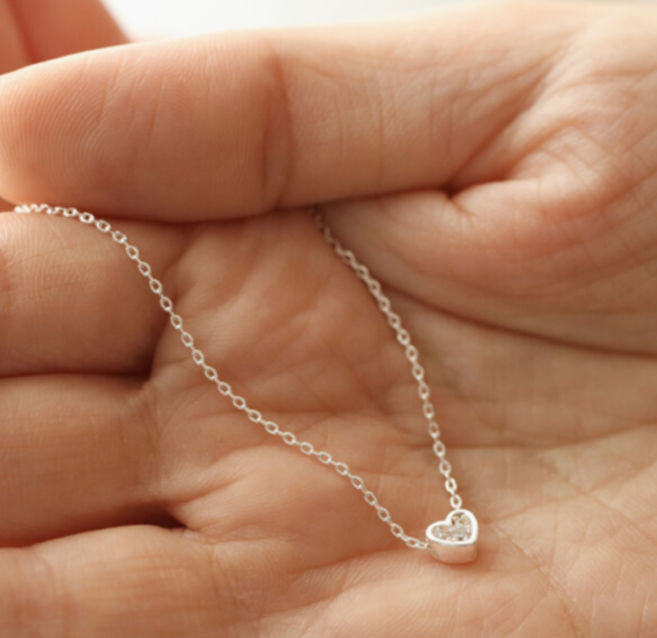 Tiny Crystal Heart Pendant Necklace