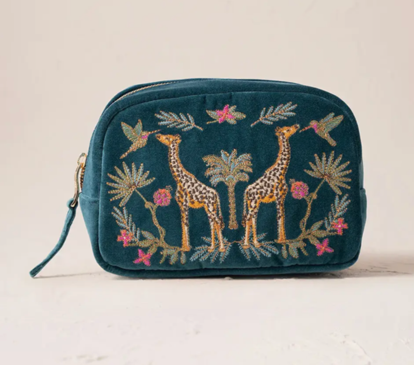 Wild Giraffes Makeup Bag | Rich Blue