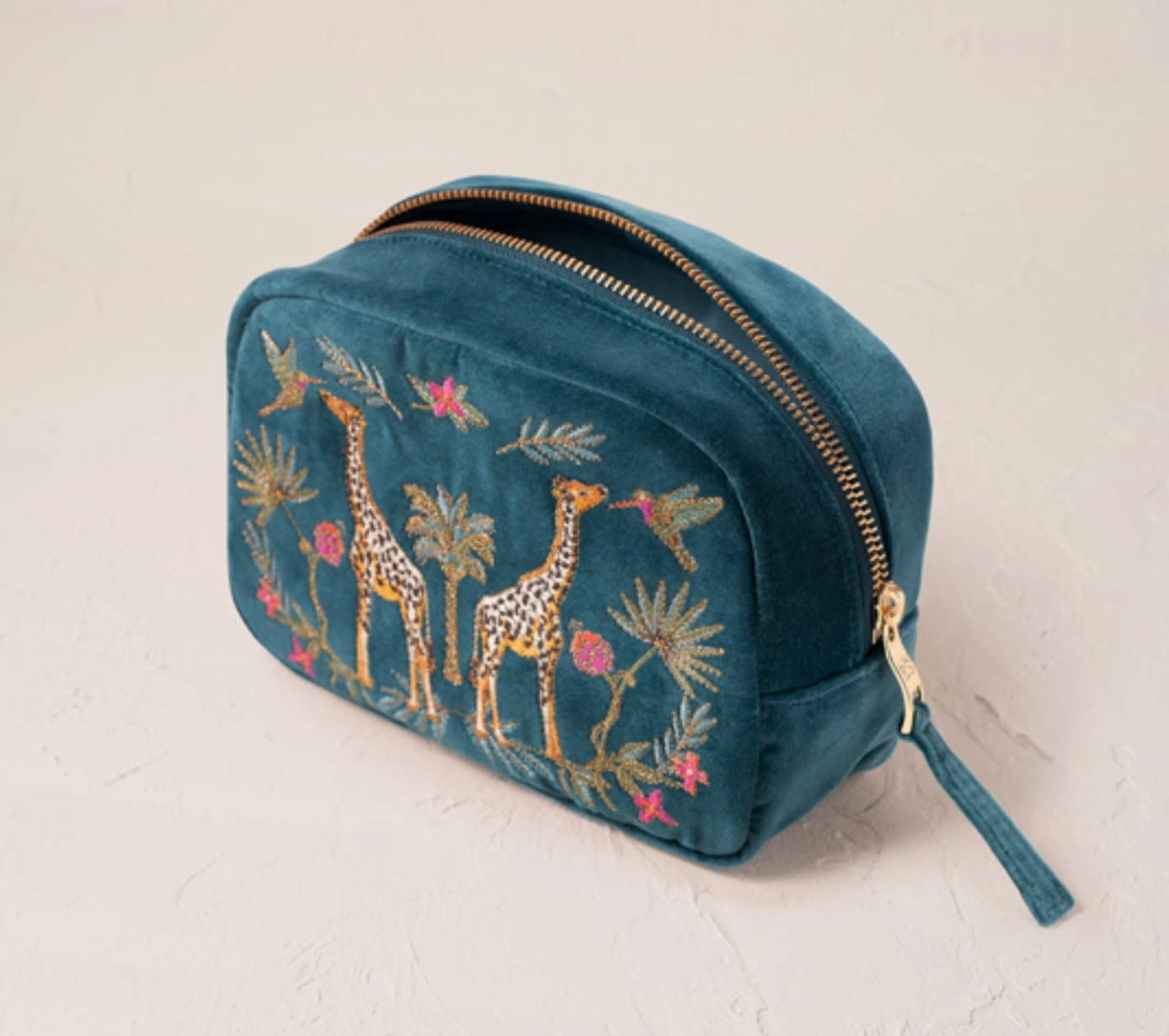 Wild Giraffes Makeup Bag | Rich Blue