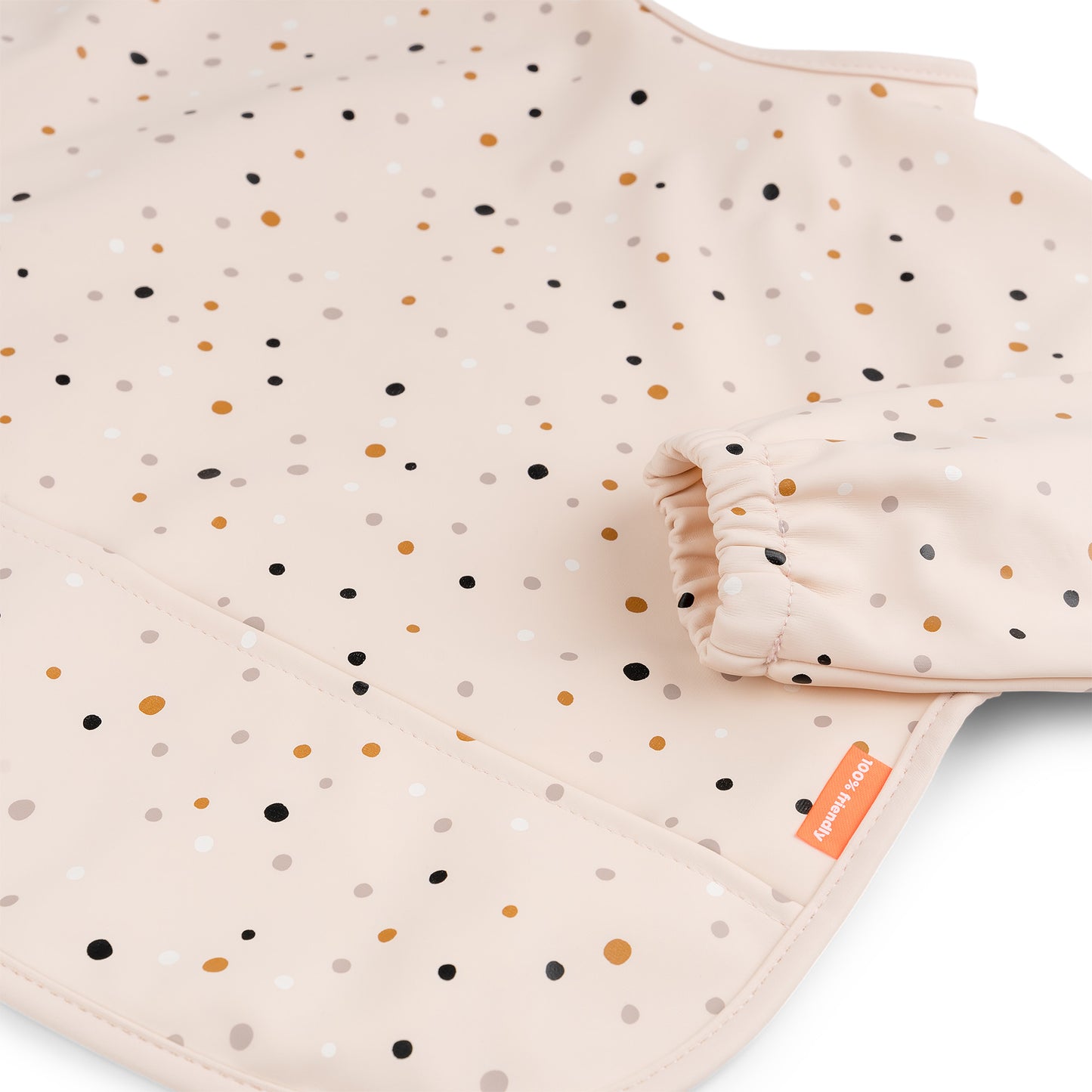 Happy Dots Powder Pink Long Sleeved Bib