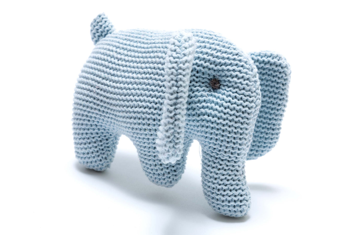 blue knitted elephant rattle
