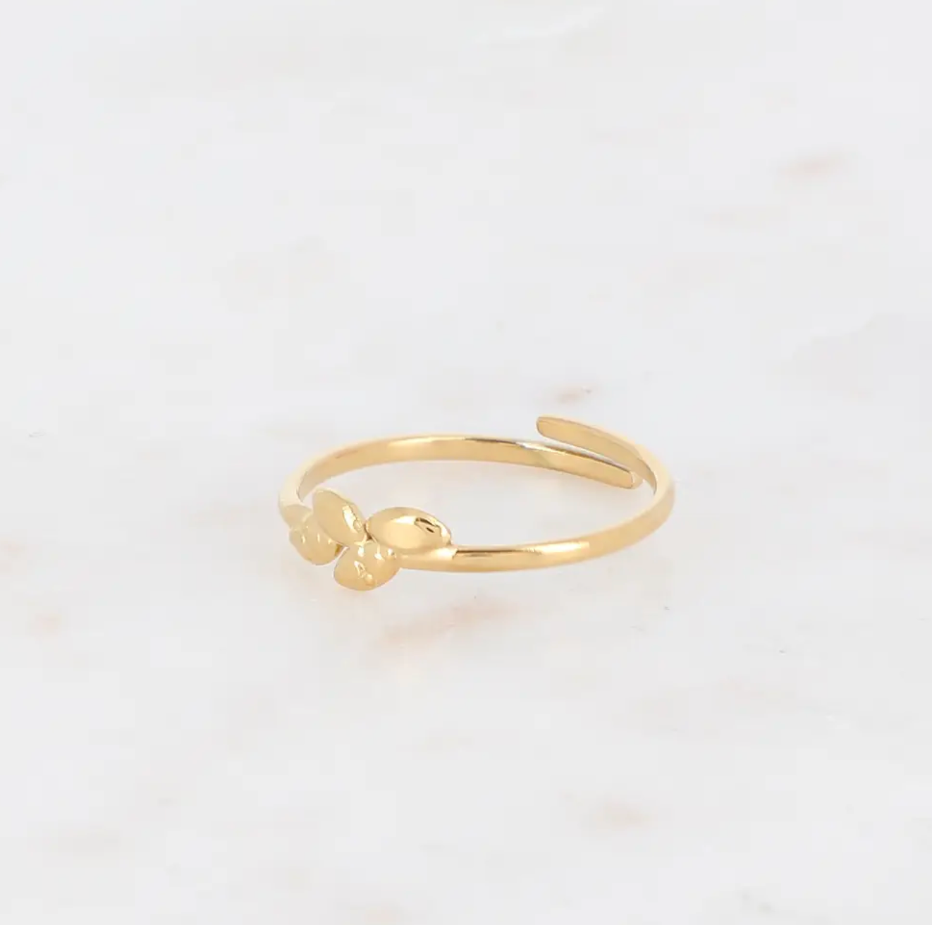 Gold Tone Elenisse Leaf Adjustable Ring side view