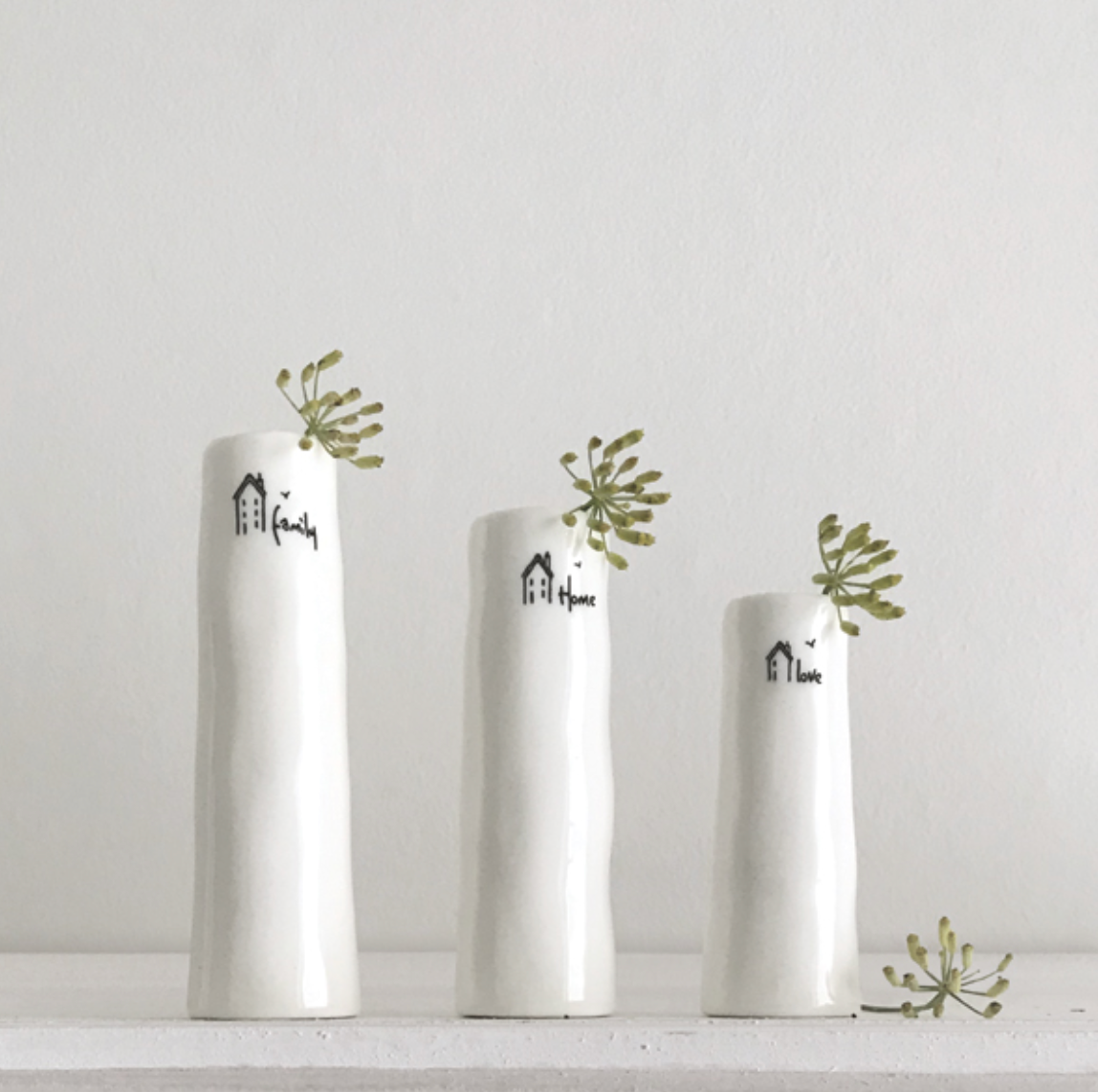 Family, Love, Home Trio of Vases
