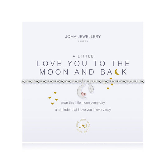 Joma Jewellery Love You To The Moon & Back Silver Plated Bracelet with Moon & Heart Charm on Presentation Card