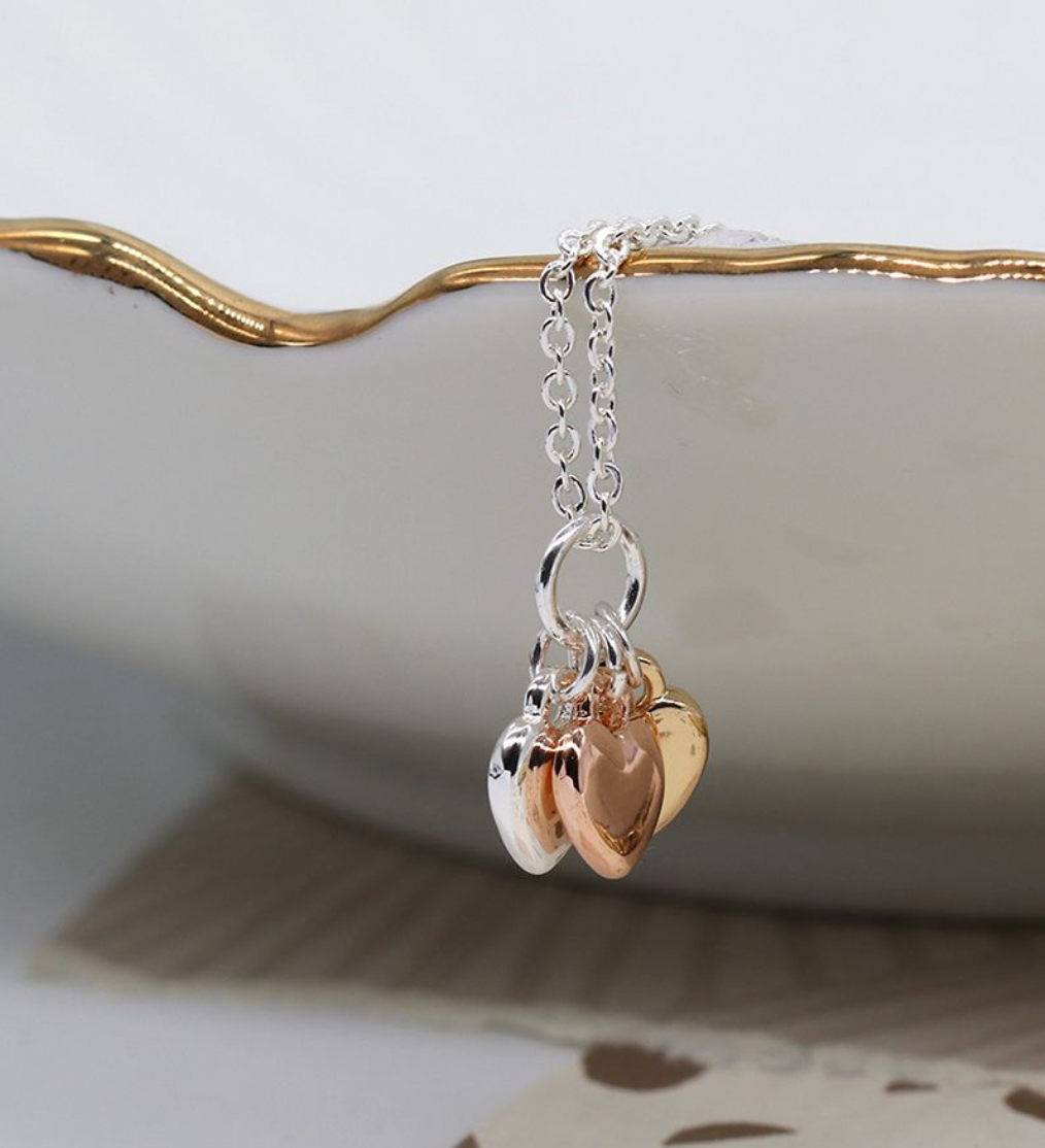 Triple Heart Charm Necklace