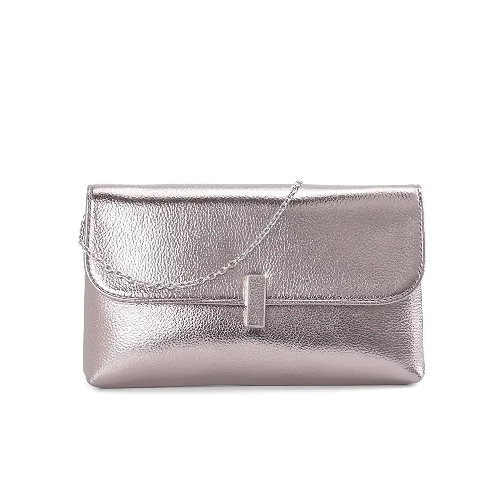 Tegan Soft Clutch Evening Bag - Pewter