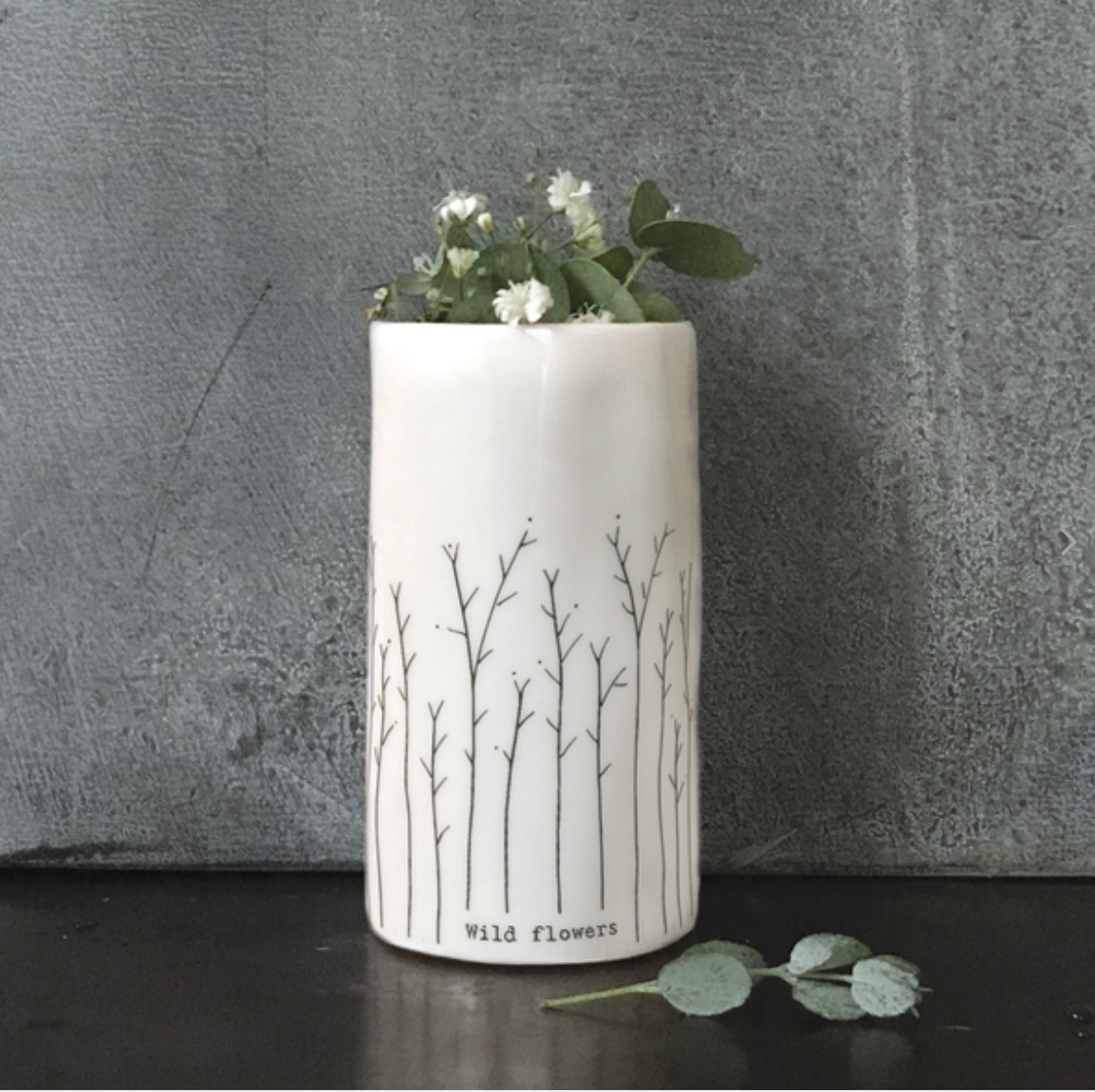 White Porcelain Wildflowers Bud Vase