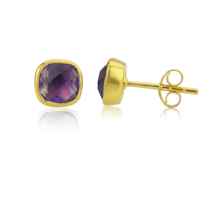 Amethyst & Gold Vermeil Stud Earrings