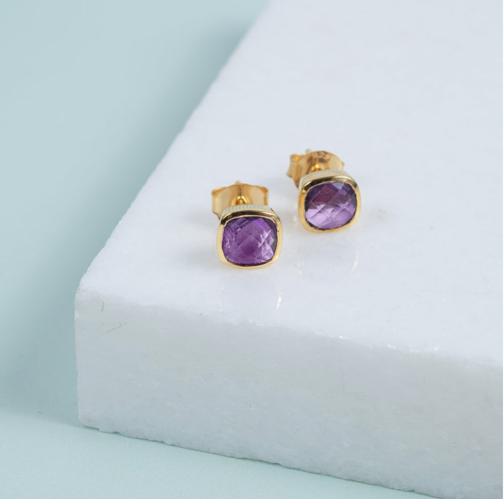 Amethyst & Gold Vermeil Stud Earrings