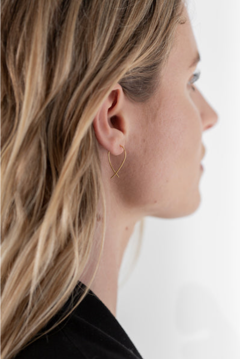 Mini Gold Crossover Earrings