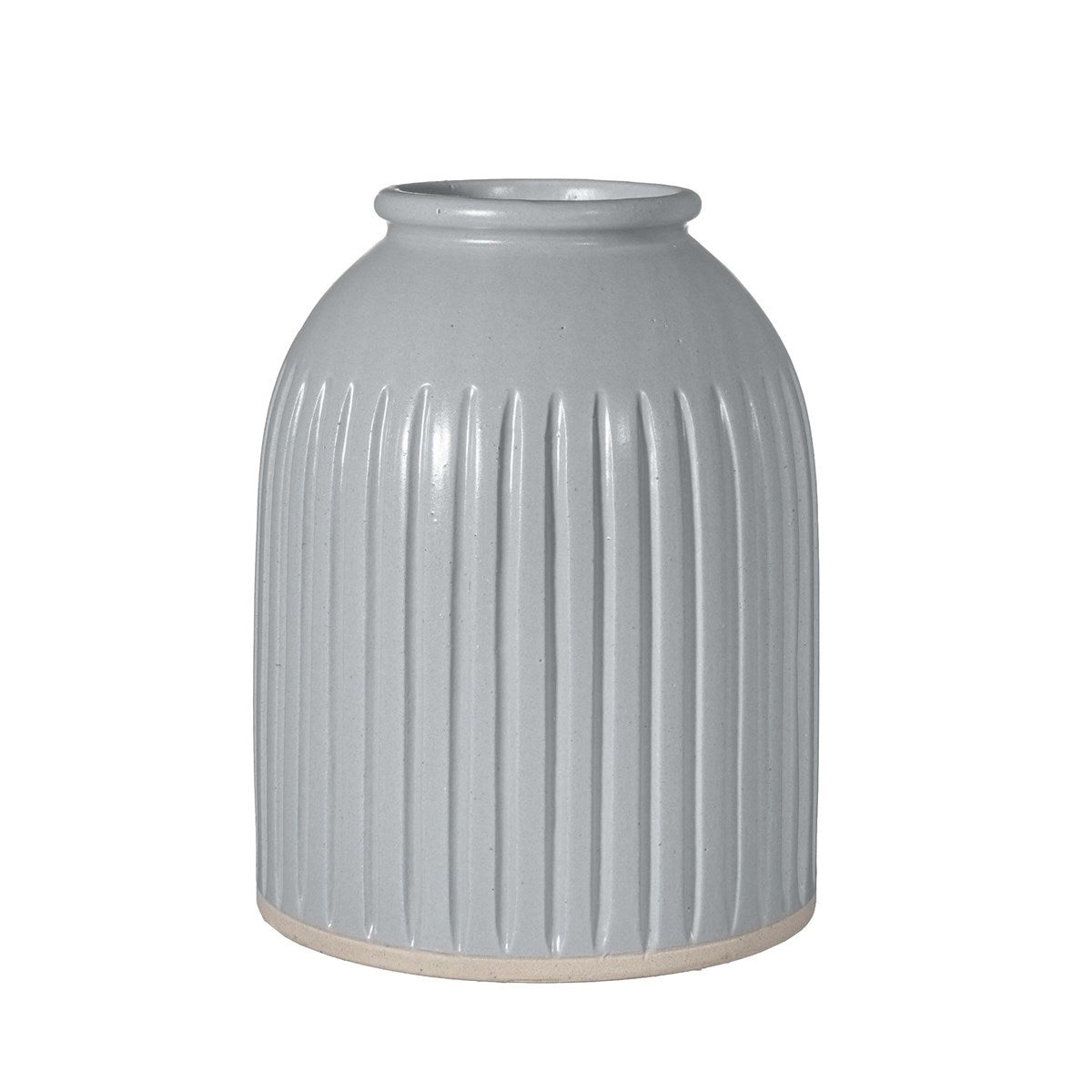 Grey Grooved Flower Vase