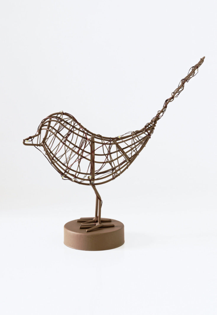 Copper Light Up Bird Table Light