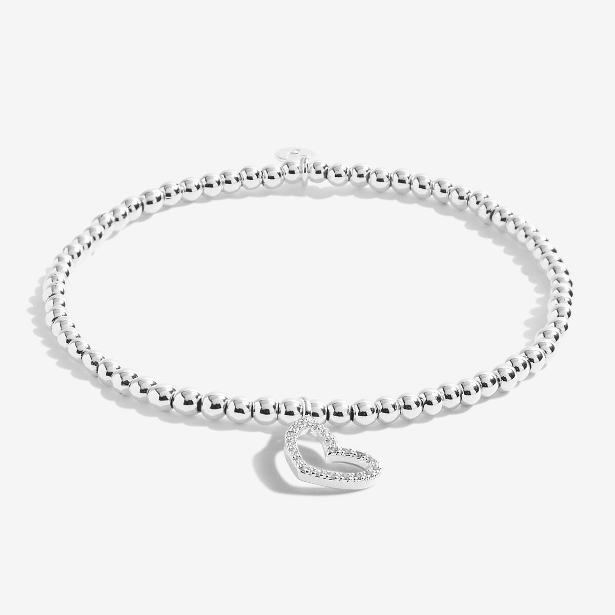 Joma Jewellery sweet sixteen silver plated bracelet with pave set open crystal heart