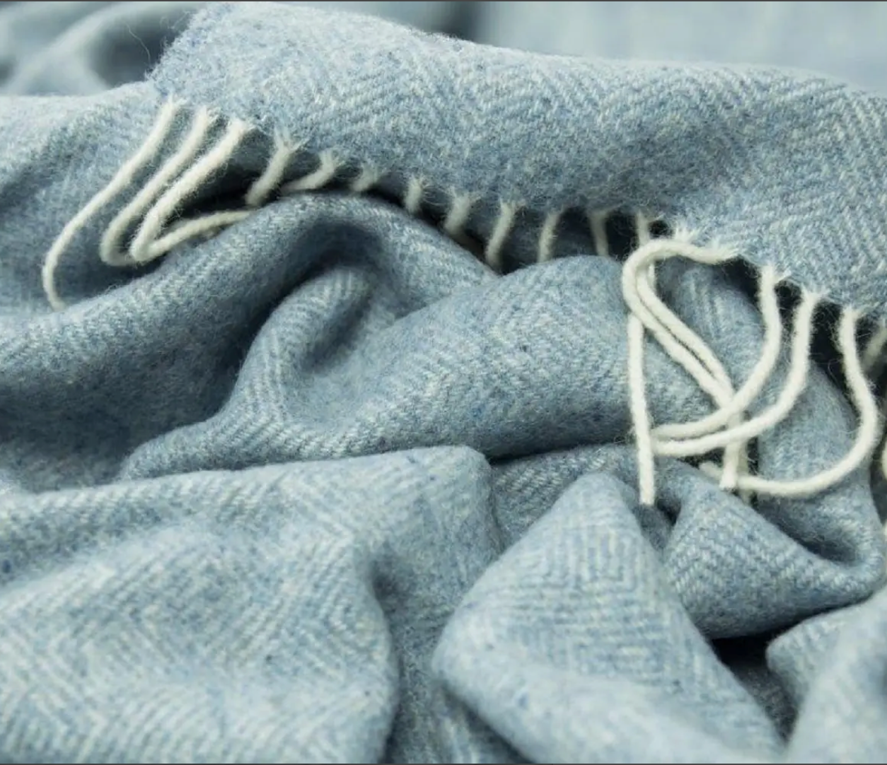 Hampton Blue Marino Wool Blend Throw