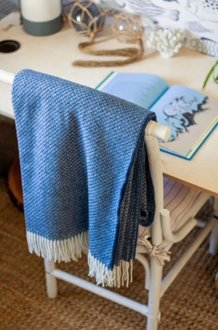 Chiswick Merino/Wool Blend Throw - Navy Blue