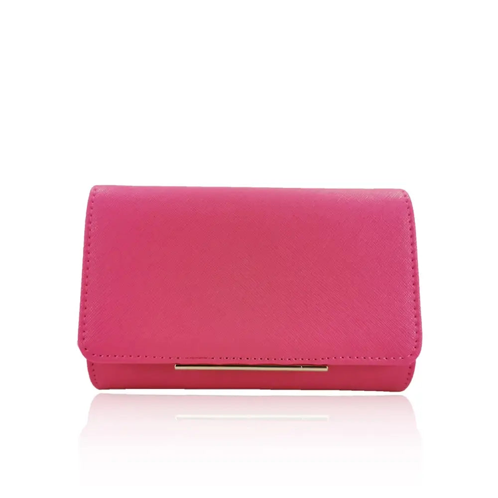 Metal Bar Clutch Bag Fuchsia Pink