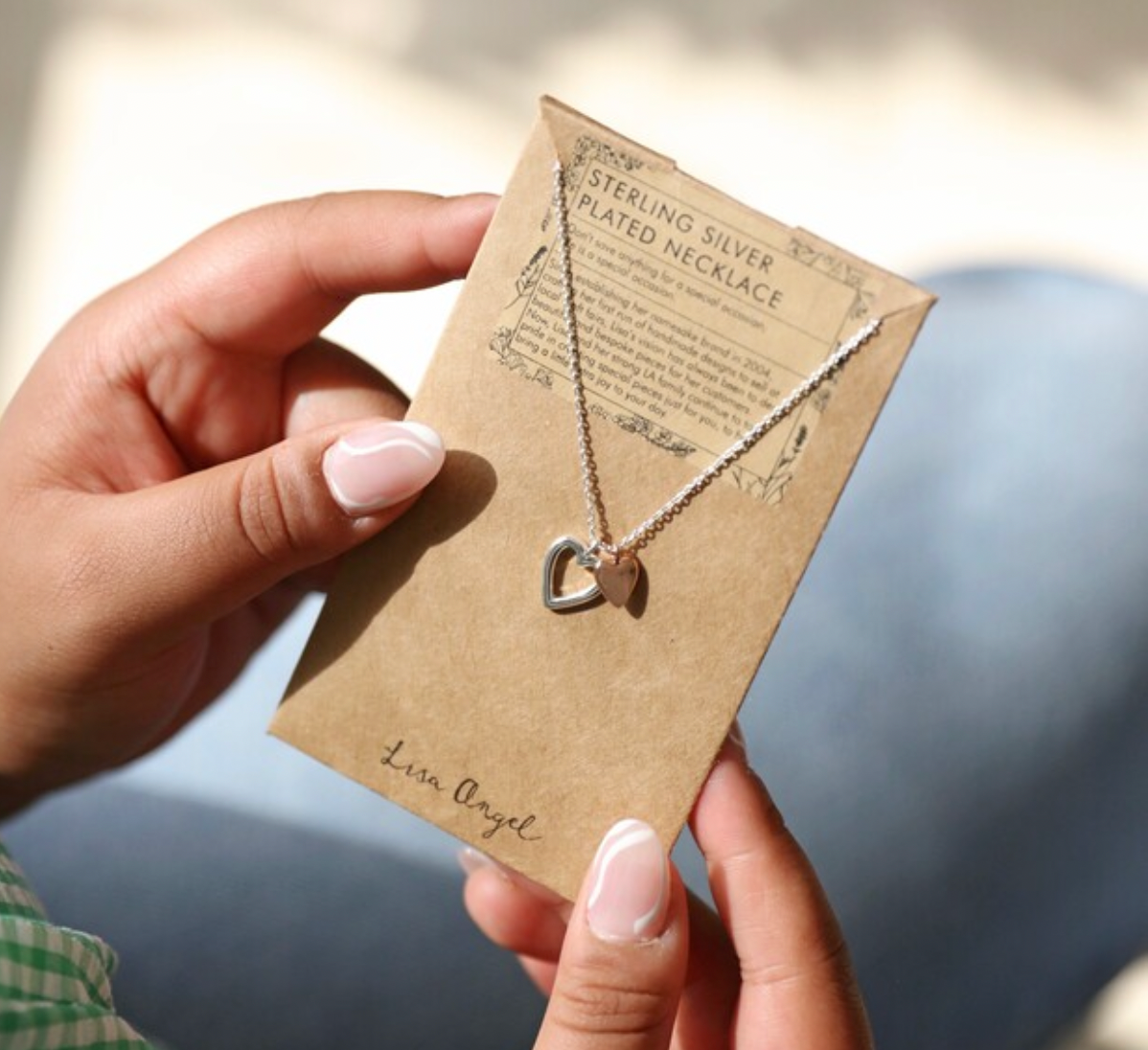 Valentines Day gift rose gold and silver double heart pendant