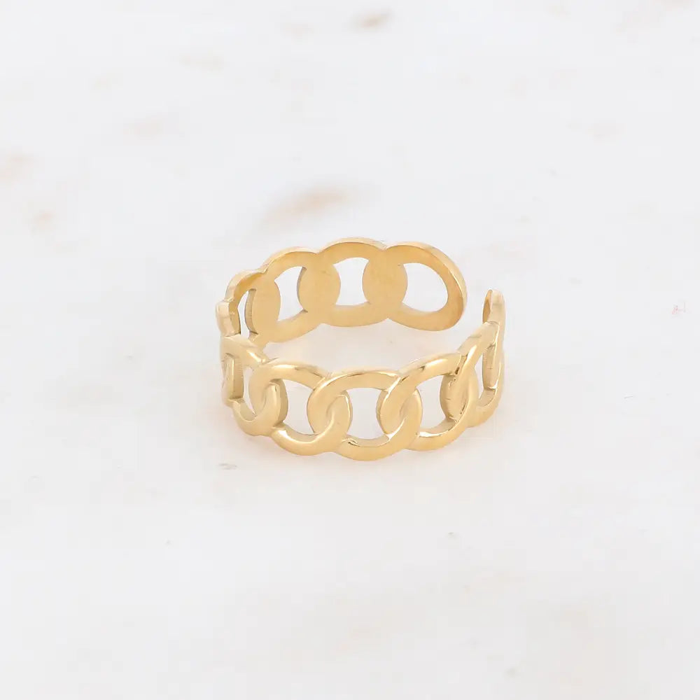 Gold link adjustable ring side view
