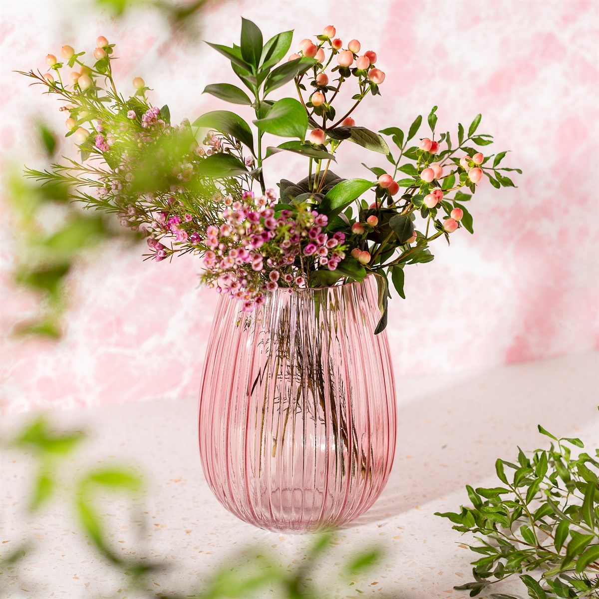 pink glass vase