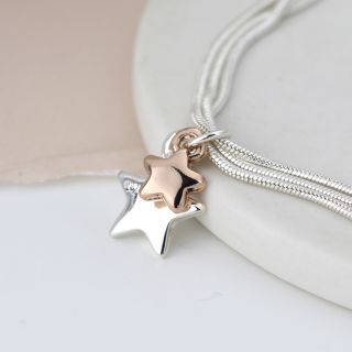 Triple Chain Bracelet with Rose Gold/Silver Stars