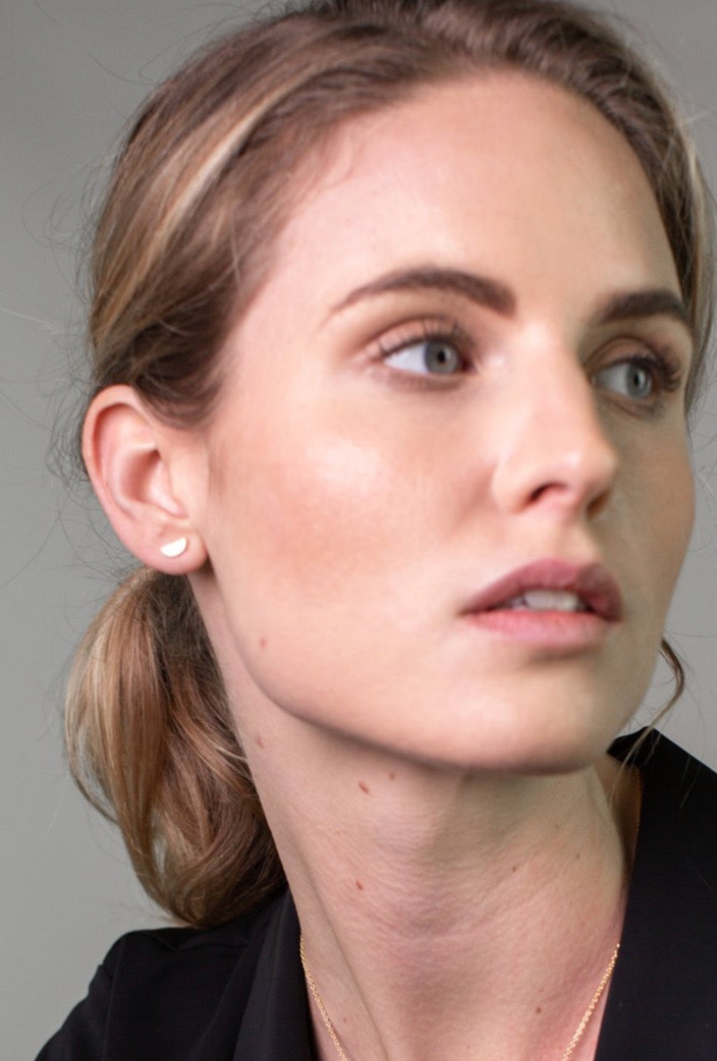 Silver Semi Circle Stud Earrings