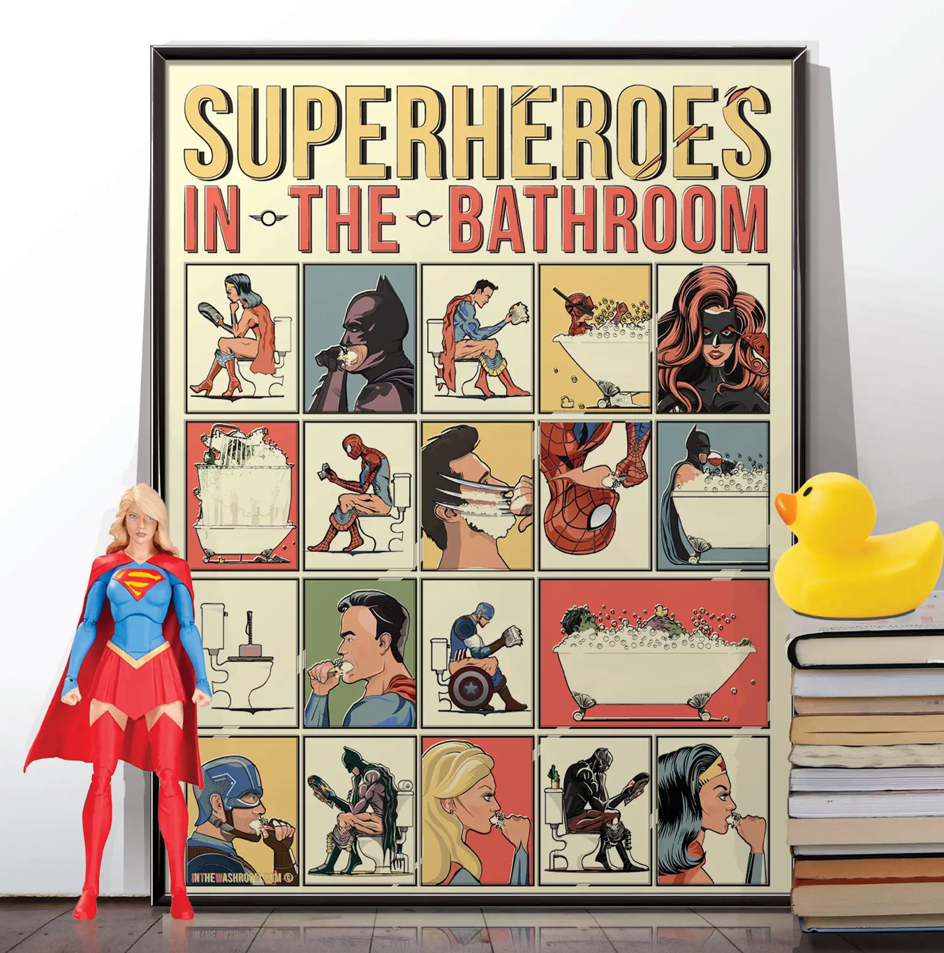 Superheroes in the Bathroom - A3 Print