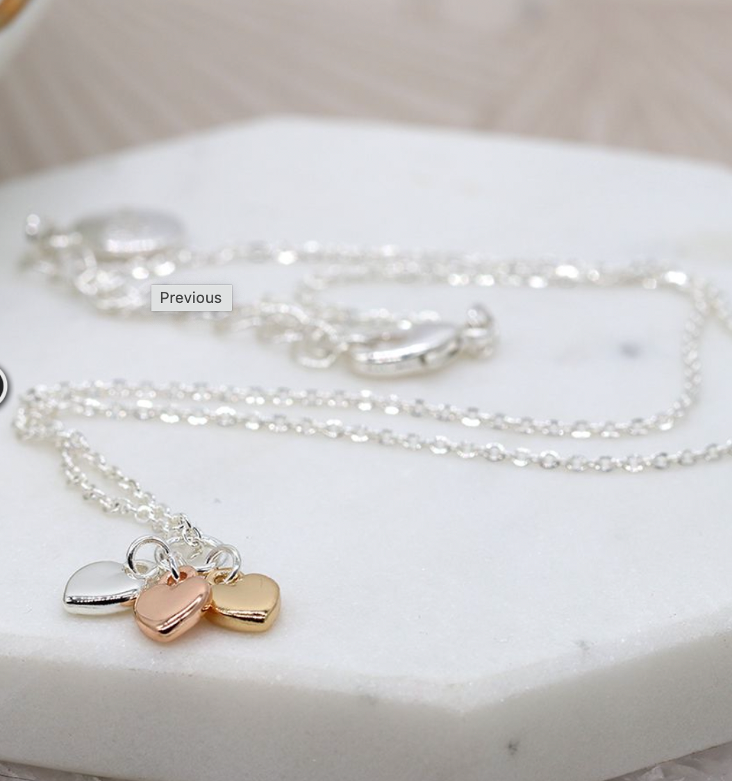 Triple Heart Charm Necklace
