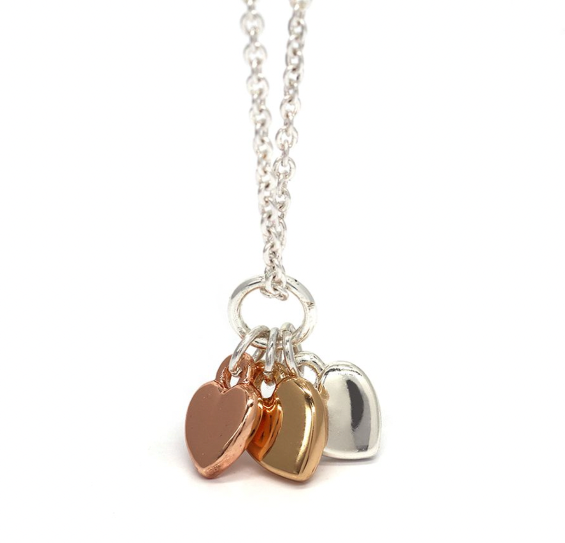 Triple Heart Charm Necklace