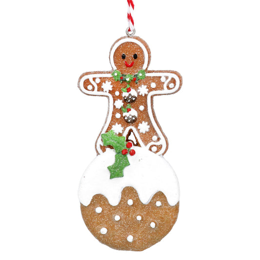 Gingerbread Man on Christmas Pudding Decoration