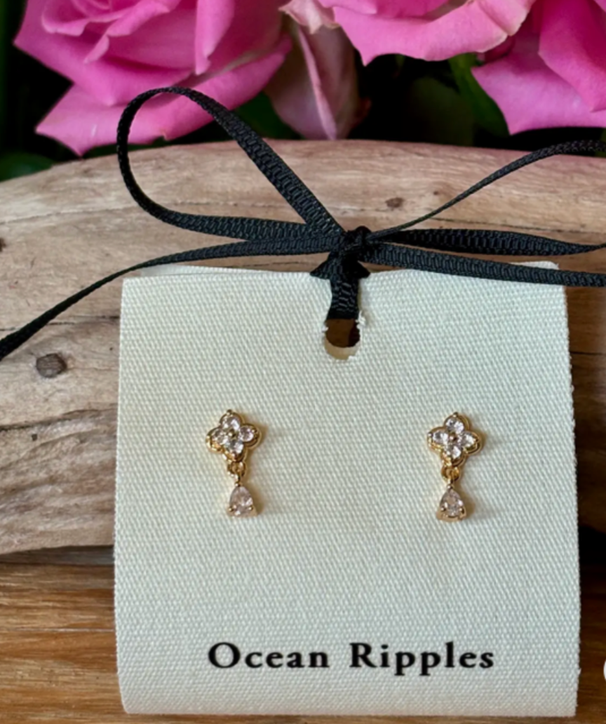 14ct Gold Plated Cubic Zirconia Drop Earrings