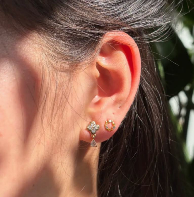 14ct Gold Plated Cubic Zirconia Drop Earrings