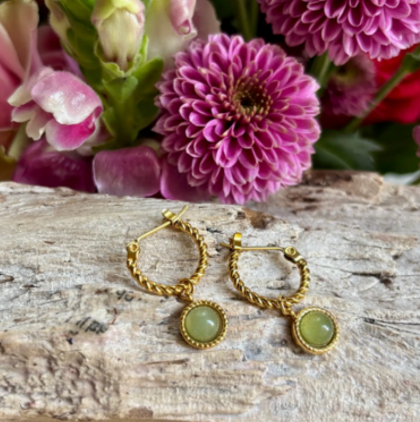 Aventurine Twisted Hoop Earrings