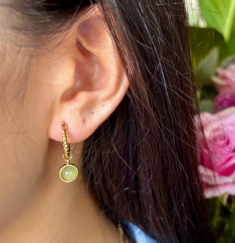 Aventurine Twisted Hoop Earrings