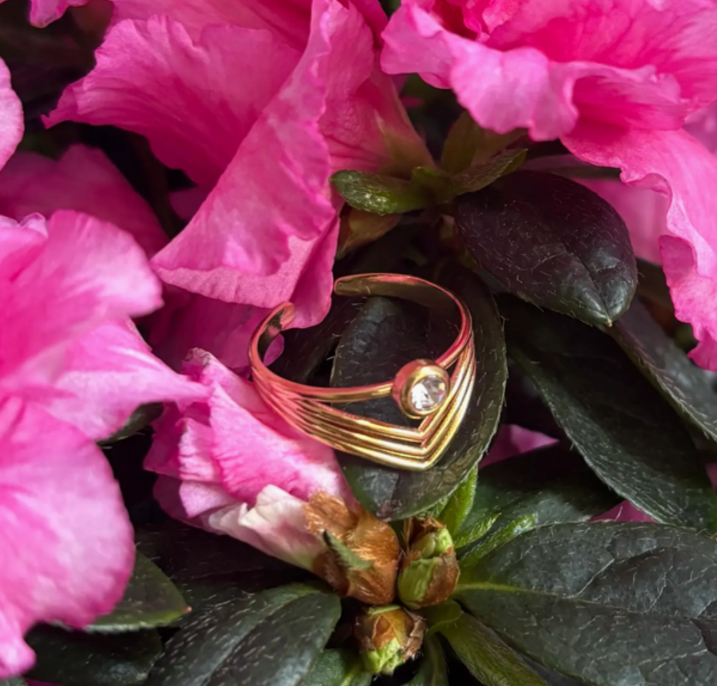 Cubic Zirconia Multi Band Ring – 18ct Gold Plated | Adjustable