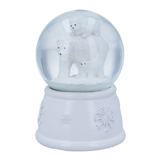 Polar Bear Family Resin Musical Snowglobe