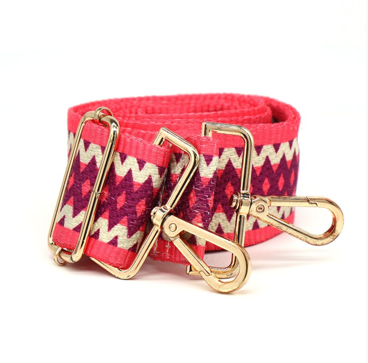 Vibrant pink mix diamond weave bag strap