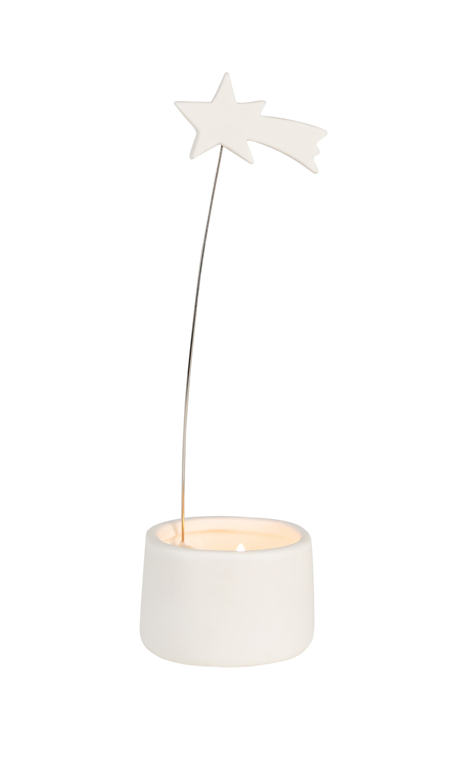 White porcelain tealight holder with shooting star motif