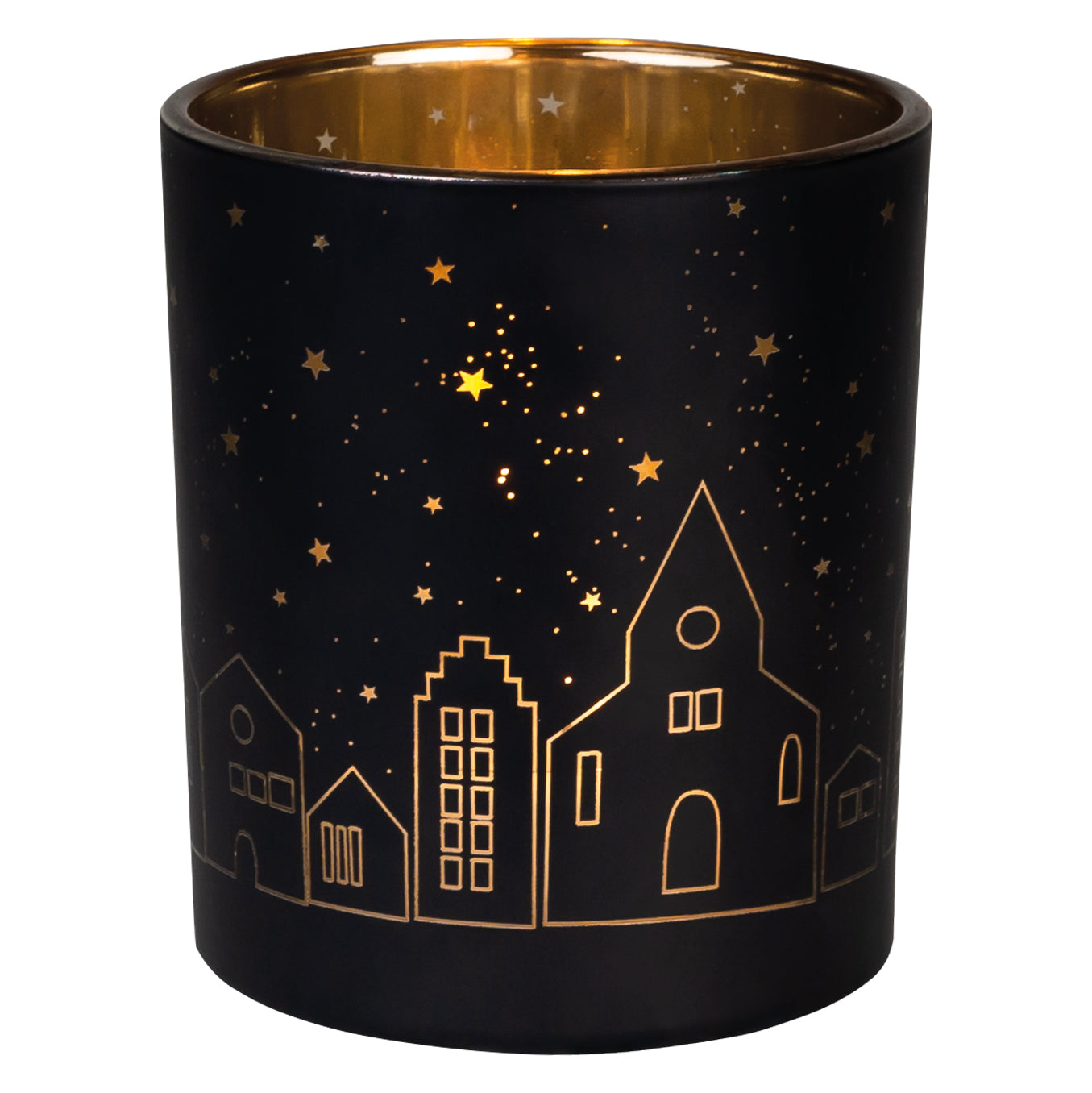 Christmas City Street Glossy Tea Light Holder