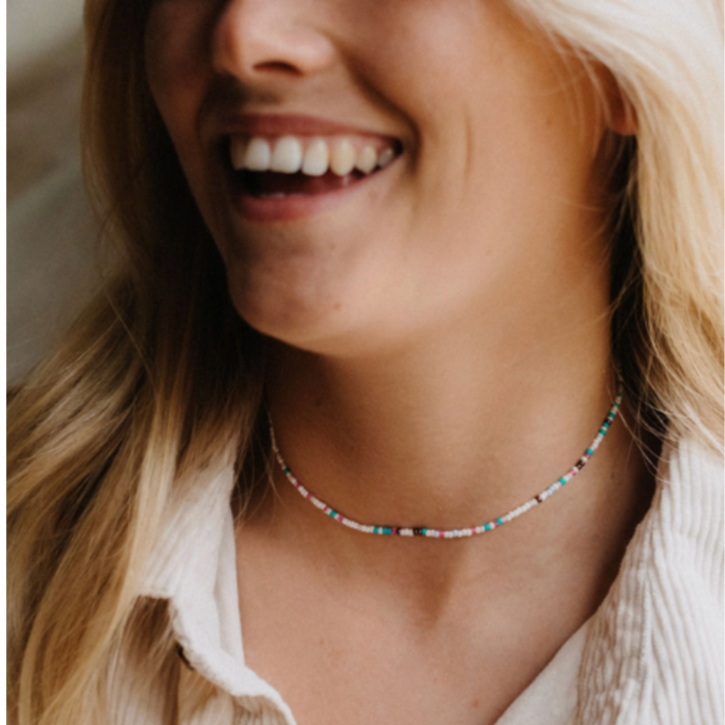 Alila Dainty Beaded Choker Rainbow | Beach Jewellery | Surfer Necklace