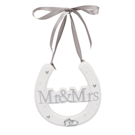 Mr & Mrs White Wedding Horseshoe