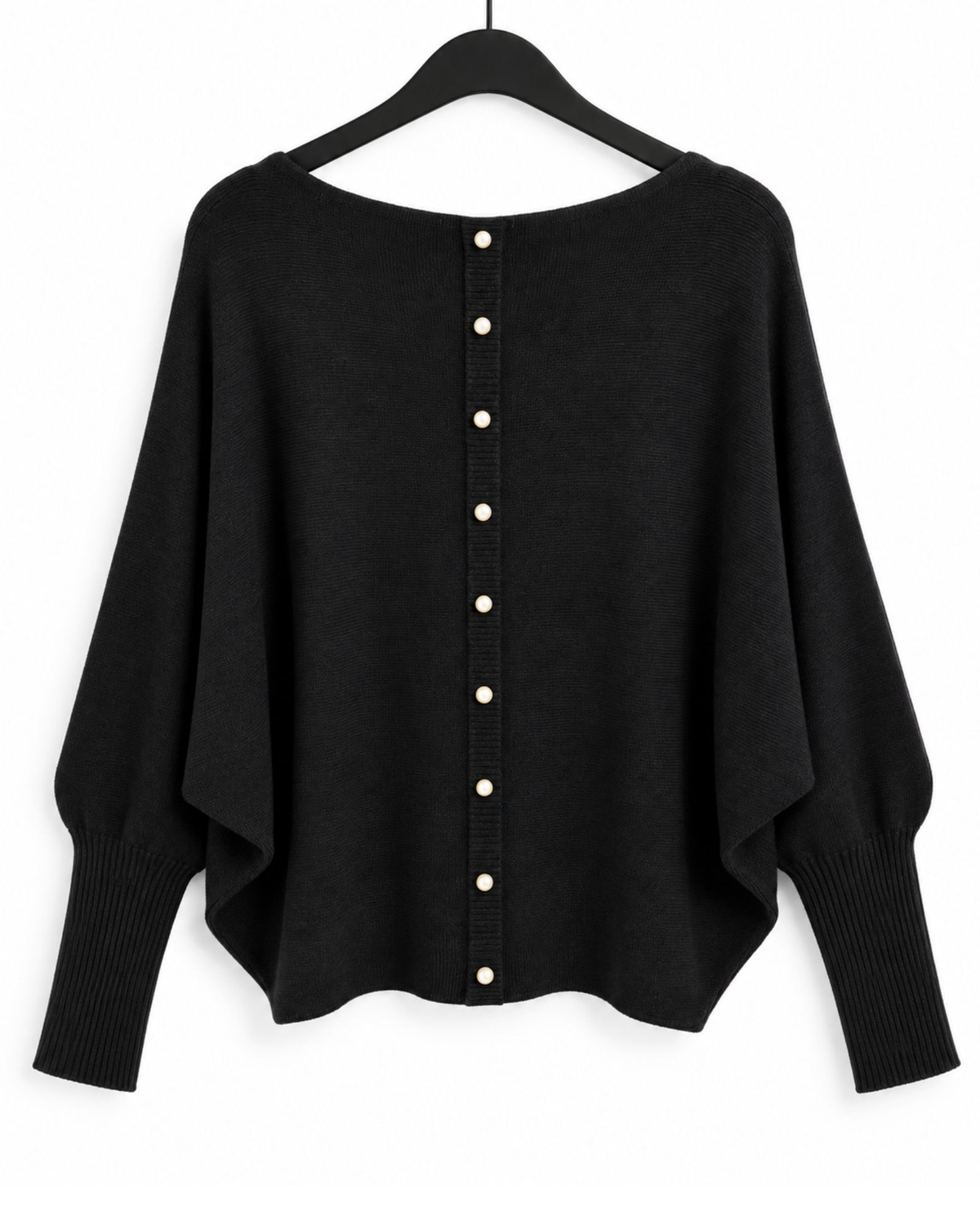 Pearl Back Batwing Knit – Black