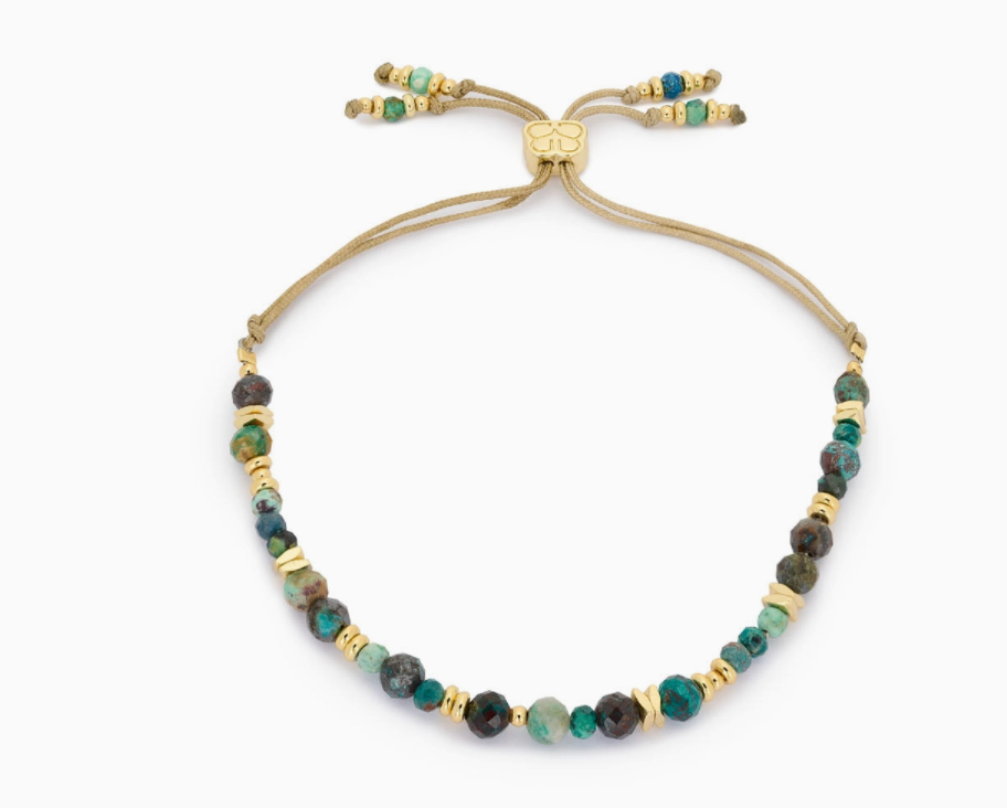 Bliss Azurite Gold Beaded Bracelet | Boho Betty