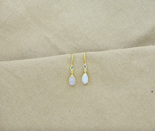 Blue Topaz & Moonstone Teardrop Earrings