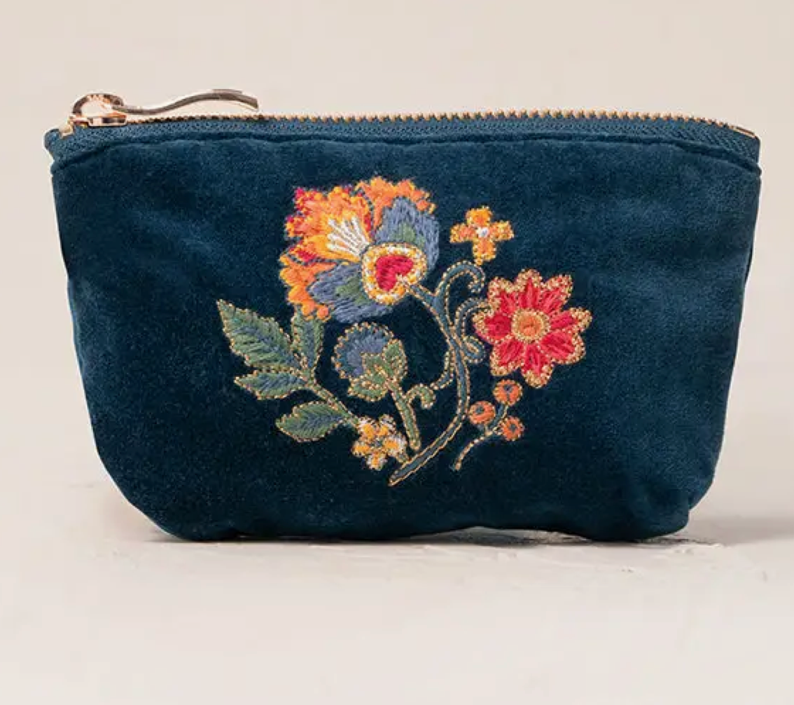 Elizabeth Scarlett Botanical Garden Coin Purse | Velvet Zip Pouch