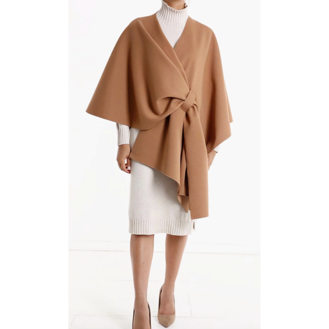 Brown Knot Front Poncho