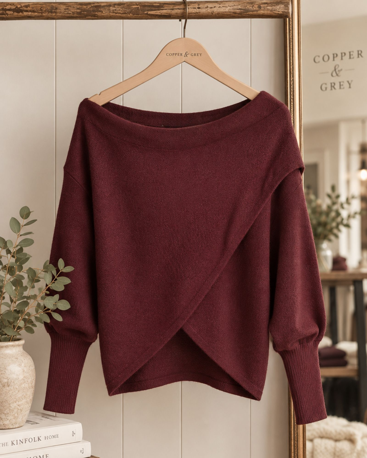 The Crossover Cashmere Blend Knit – Burgundy