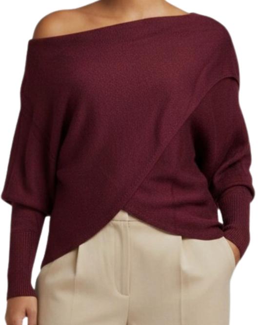 The Crossover Cashmere Blend Knit – Burgundy